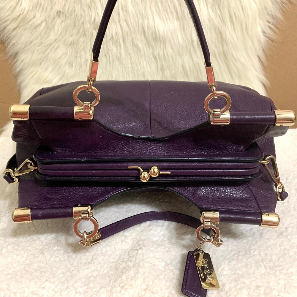 Coach Purple Satchel with Gold Accents - Picture 11 of 16